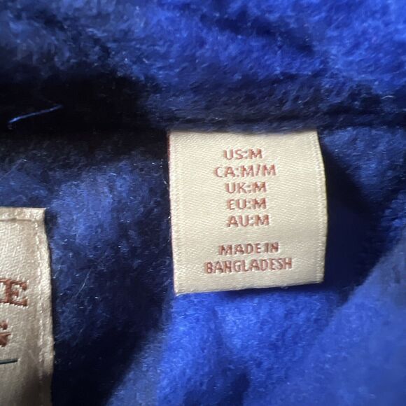 Telluride Shirt Mens Medium Blue Black Buffalo Plaid Fleece Shacket Pockets - Picture 6 of 7